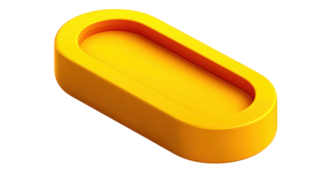 Bright Yellow Oval Capsule Shape 3D Render