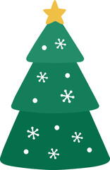 Christmas Tree flat Vector Illustration isolated.
Christmas Trees with Ornaments and Star Decorations.
Transparent background.