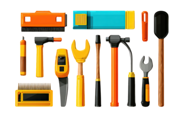 Collection Of Assorted Tools In Pixel Art Style