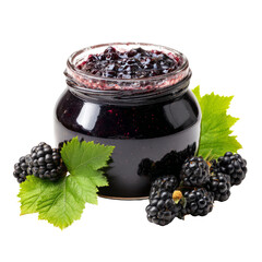 Delicious homemade blackberry jam in jar kitchen food photography transparent background