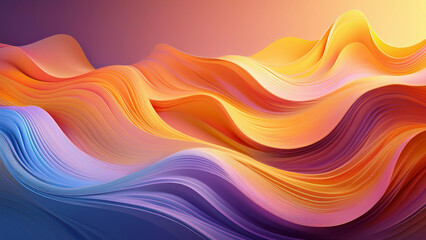 Colorful abstract waves on bright background. Modern digital artwork for design, decoration, and creative projects