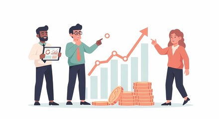 Business Team Analyzing Financial Growth Charts and Investment Profits