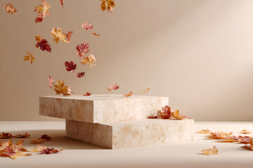 Natural luxury platform with minimalist stone design, natural elements emphasize premium product quality, natural beauty enhances brand storytelling