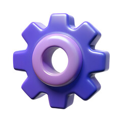 Purple and pink gear isolated on transparent background