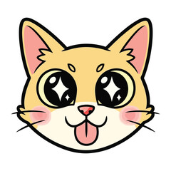 Cute Cat Cartoon Portrait: An adorable cartoon cat with big, sparkling eyes and a playful expression, full of charm and innocence, capturing the essence of feline joy.
