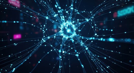 Abstract neural network visualization representing data connection and futuristic technology concept