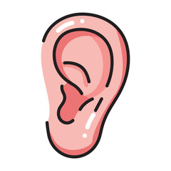 Anatomical Illustration of a Human Ear Showing External Structures in a Clean, Simplified Style