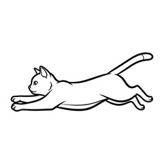 Graceful Leap of a Silhouette: A minimalist silhouette captures the fluid motion of a cat mid-leap, its sleek form elegantly outlined. This art piece showcases the agility of the animal