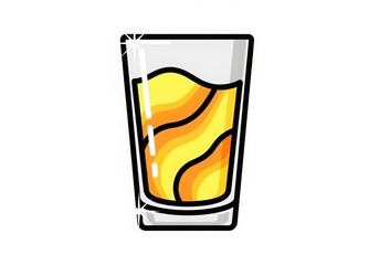 Illustration of a glass with orange liquid isolated on white background