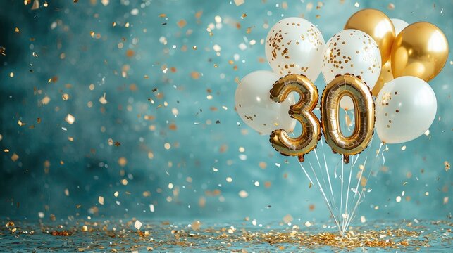 Elegant Golden 30th Birthday Party Celebration Balloon