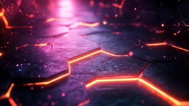 Abstract neon geometric pathway