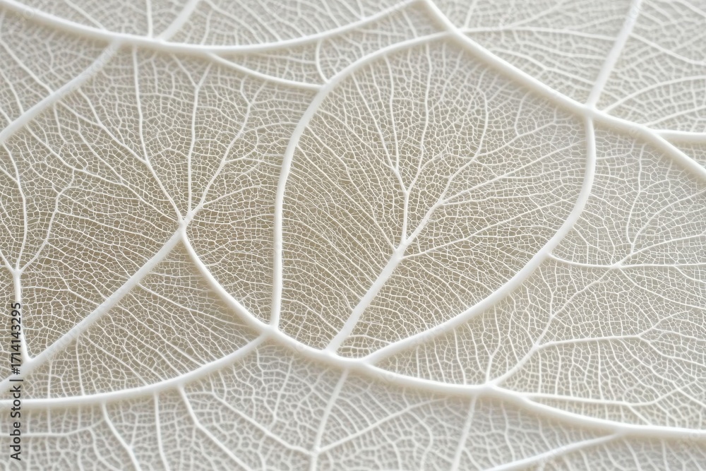 Poster delicate white transparency of fragile elegance with leaf veins layered on a soft beige backdrop