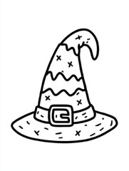 Whimsical Witch Hat Illustration: A stylized, playful illustration of a classic witch hat, perfect for adding a touch of spooky charm to your creative projects.