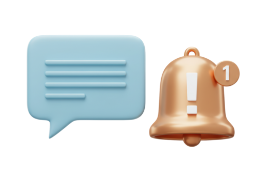 Isolated Chat Speech Bubble and Notification Bell Message Icon, Vector Illustration