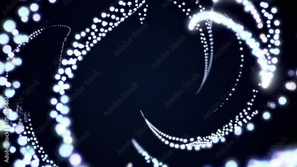 Poster abstract digital swirls: dynamic illustration depicting swirling, luminescent particles in a dark vo