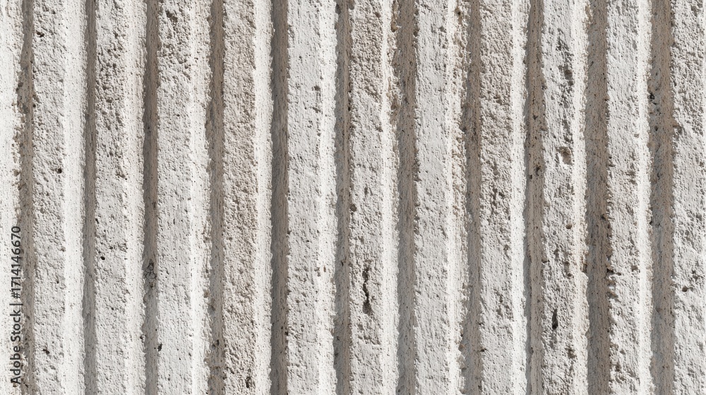 Poster textured concrete wall featuring vertical fluted pattern with light and shadow creating depth, provi