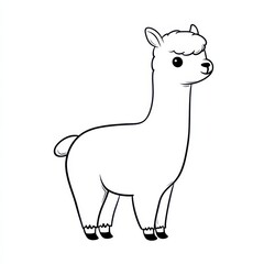 Naklejka premium Charming Alpaca Illustration: A captivating line drawing portrays a whimsical alpaca, its soft features and endearing gaze capturing the essence of the creature's gentle nature.