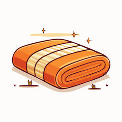 Rolled Orange Blanket with Beige Stripes Illustration
