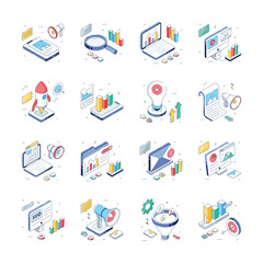 Take a look at this amazing set of digital marketing illustrations in isometric style
