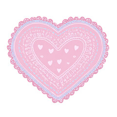 Pink and Light Blue Heart with Lace Detail