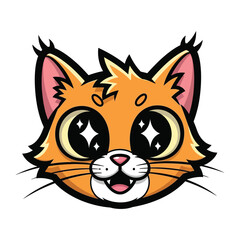 Cute Cartoon Cat: An adorable cartoon cat with big, sparkling eyes and a playful grin radiates charm and a sense of fun, inviting viewers into a world of imagination and delight.