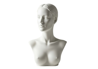 Isolated female mannequin bust for display, realistic fashion model head and torso form