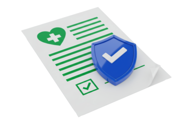 Isolated Health Insurance Paper with Symbol Security, Protection, and Medical Checkup