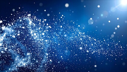 Abstract blue background with luminous particles and bokeh effects, creating a sense of energy and movement with light flares