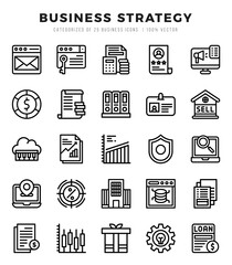 Set of 25 Business Strategy Lineal Icons Pack.