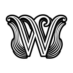Abstract alphabet w logo in glyph style