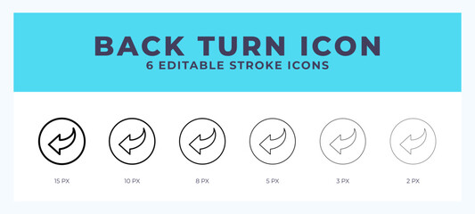 Back turn icon illustration vector with editable stroke.