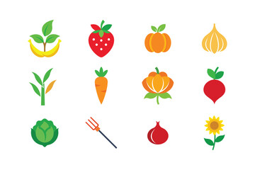 set of fruits and vegetables