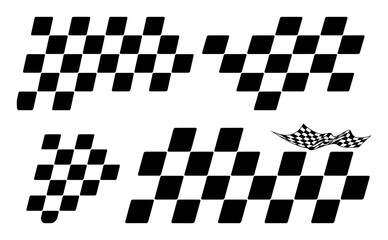 Collection of Black and White Checkered Flags and Patterns