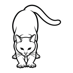 Playful Feline's Stretch: A minimalist illustration captures the elegance of a domestic cat as it arches its back in a graceful stretch, showcasing the animal's flexibility and inherent charm.