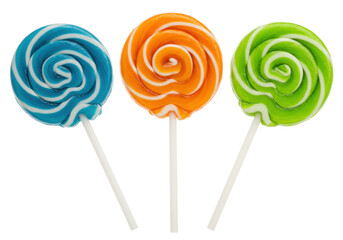 Isolated Lollipops colorful candies on stick confectionery tasty treat for kids
