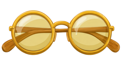 Round Gold Frame Sunglasses with Wooden Arms