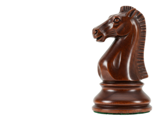 Isolated dark wooden chess knight piece game strategy challenge play match isolated shot