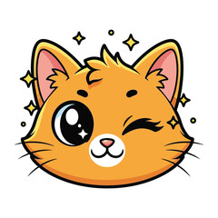 Animated Cat Emoji: Adorable illustration of a cheerful cat with a playful wink, radiating charm with its bright eyes and endearing expression. 