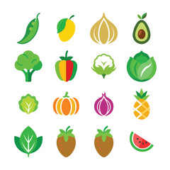 set of vegetables icons