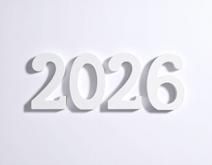 White dimensional numbers spelling the year twenty six image
