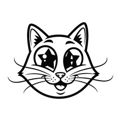 Whimsical Starry-Eyed Cat: A charming illustration of a cat with captivating eyes, bringing a touch of playful creativity and imagination to any project. 