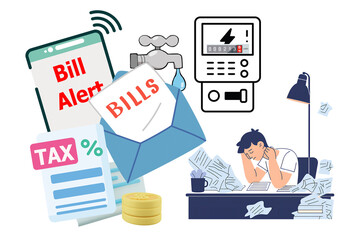 A person is anxiously awaiting bills and tax collection.