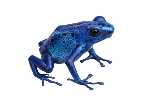 Isolated Blue Poison Dart Frog Dendrobates azureus in Detail, Exotic Animal Specimen