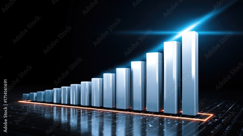 Poster this image displays a sleek, modern bar graph demonstrating growth and progress