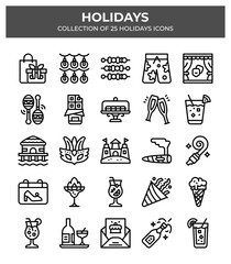 Holidays. Collection of 25 Festive Icons