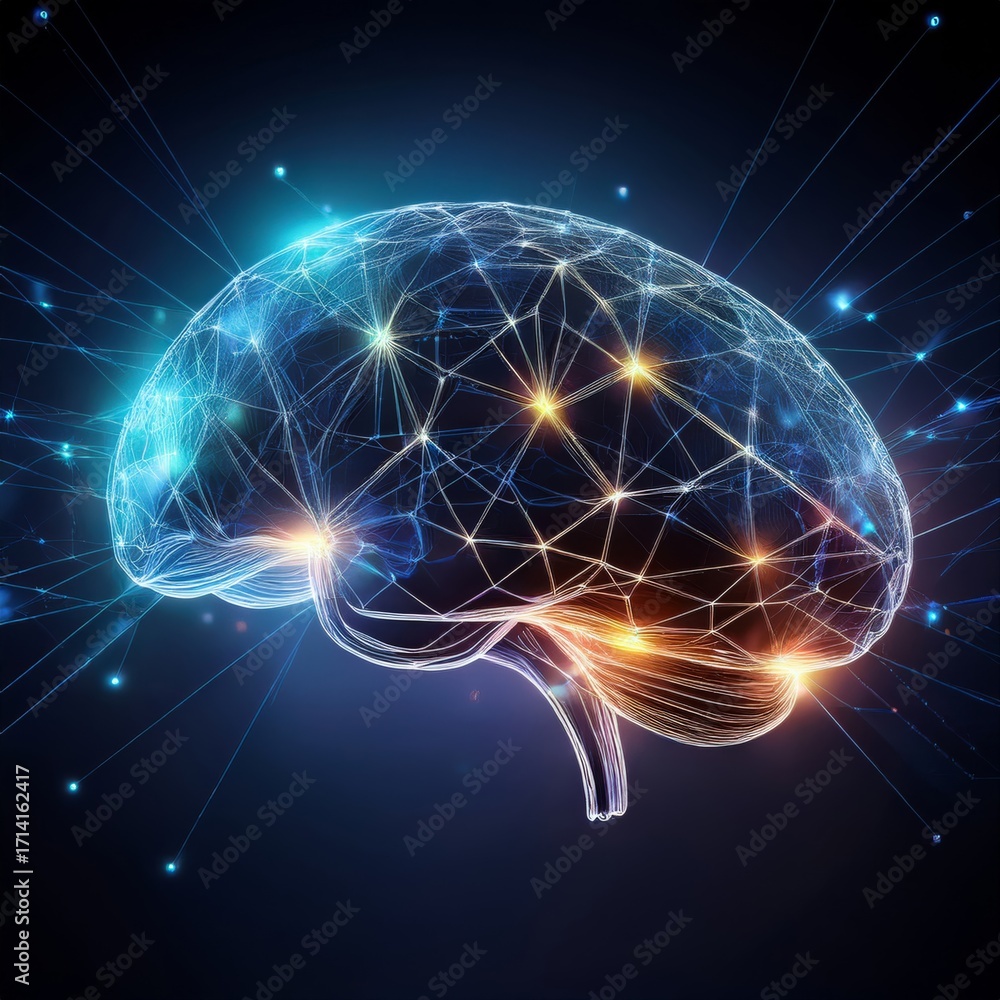 Poster human brain connections: a visual representation of neural networks, intelligence, and cognitive pro