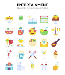 Collection of 25 Entertainment Icons. Fun Activities. Games. and More!