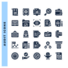 25 Audit Glyph icon pack. vector illustration.