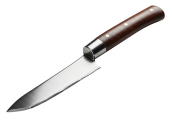 Isolated Chef Knife with Wooden Handle and Stainless Steel Blade for Food Preparation