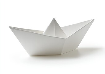 Folded white paper boat,  simple origami
